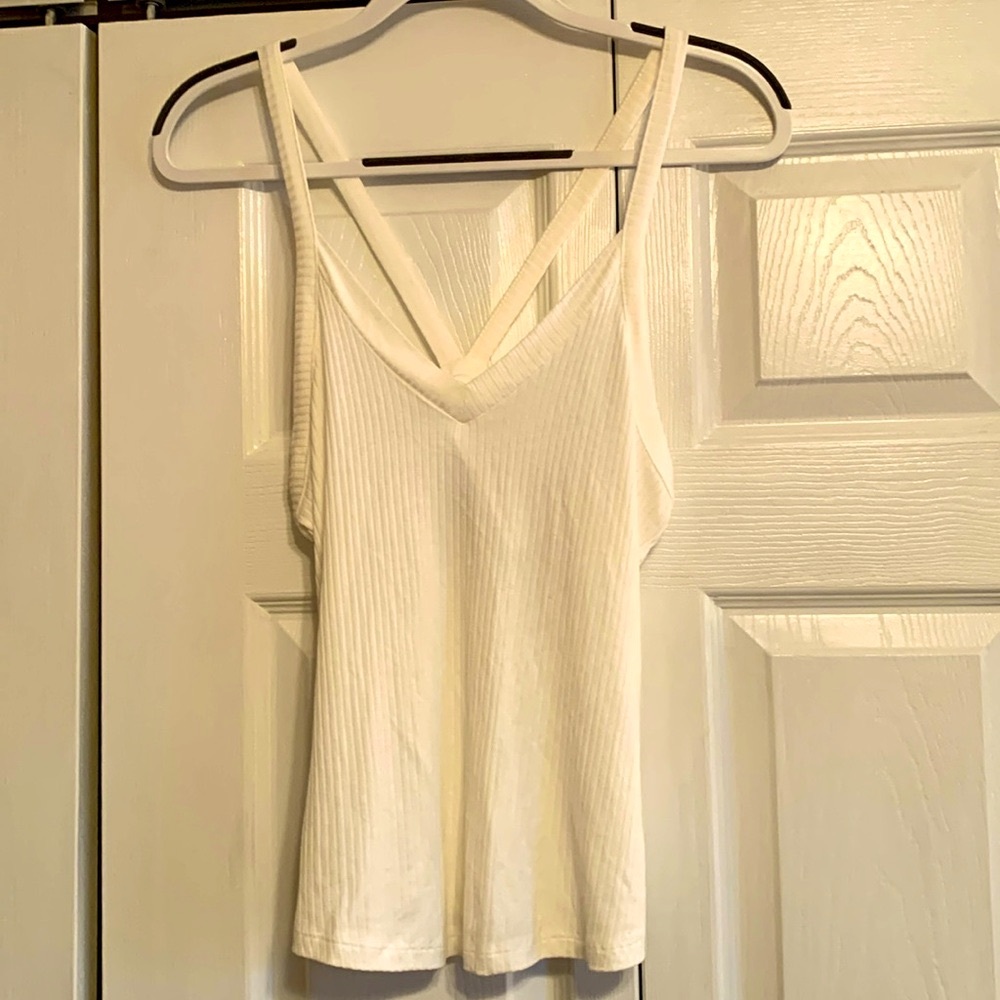 Zenana, ribbed white tank top, size small, NWT